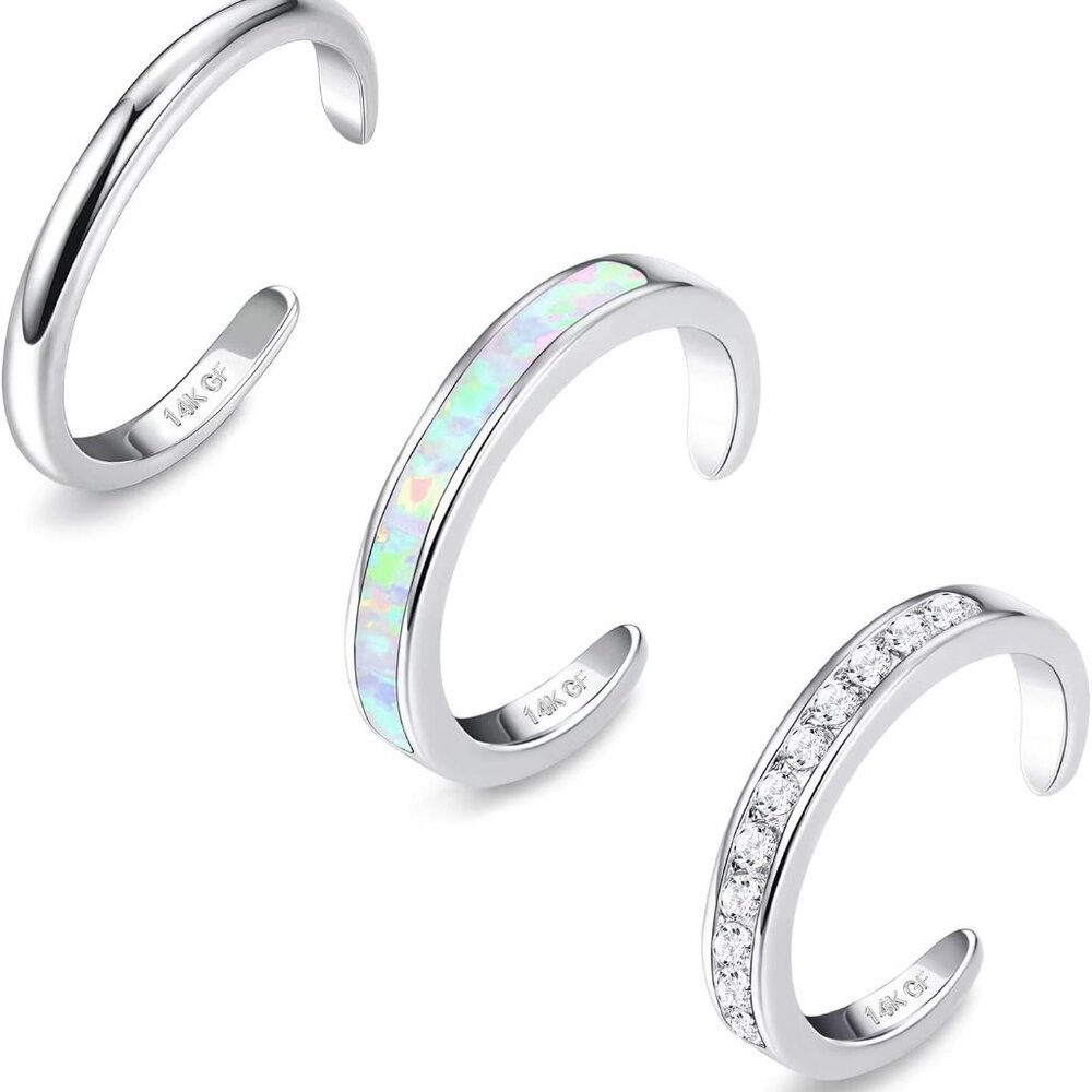 3pcs 14k Gold Filled Toe Rings For Women Adjustable Silver Gold Toe Ring Set Cut